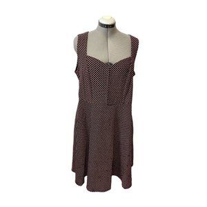 Torrid Red Black Stretch Jacquard Fit and Flare Polka Dot Dress, SIze 2/20-22